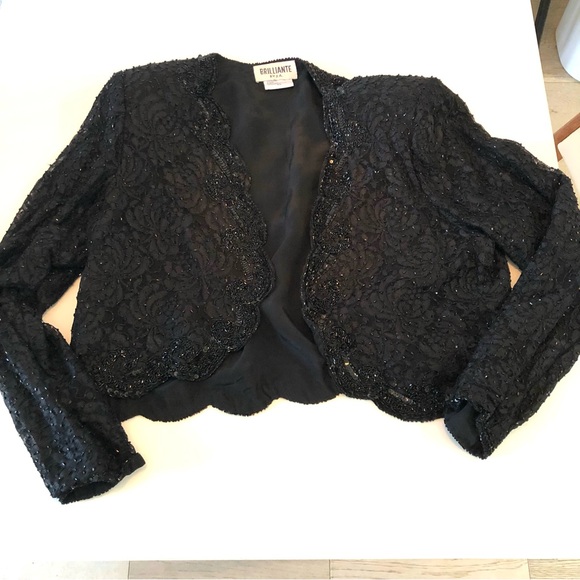 Vintage Brilliante by J.A. Sequins Beaded Lace Black Jacket, Women’s PL, Formal - Picture 8 of 16